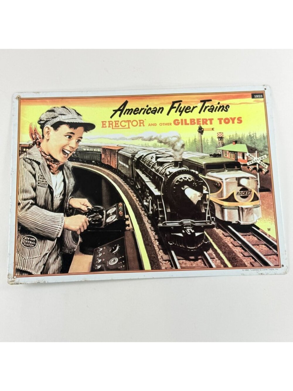 American Flyer Trains Tin Sign Gilbert Toys 1993 Lionel Licensed Railroad Decor